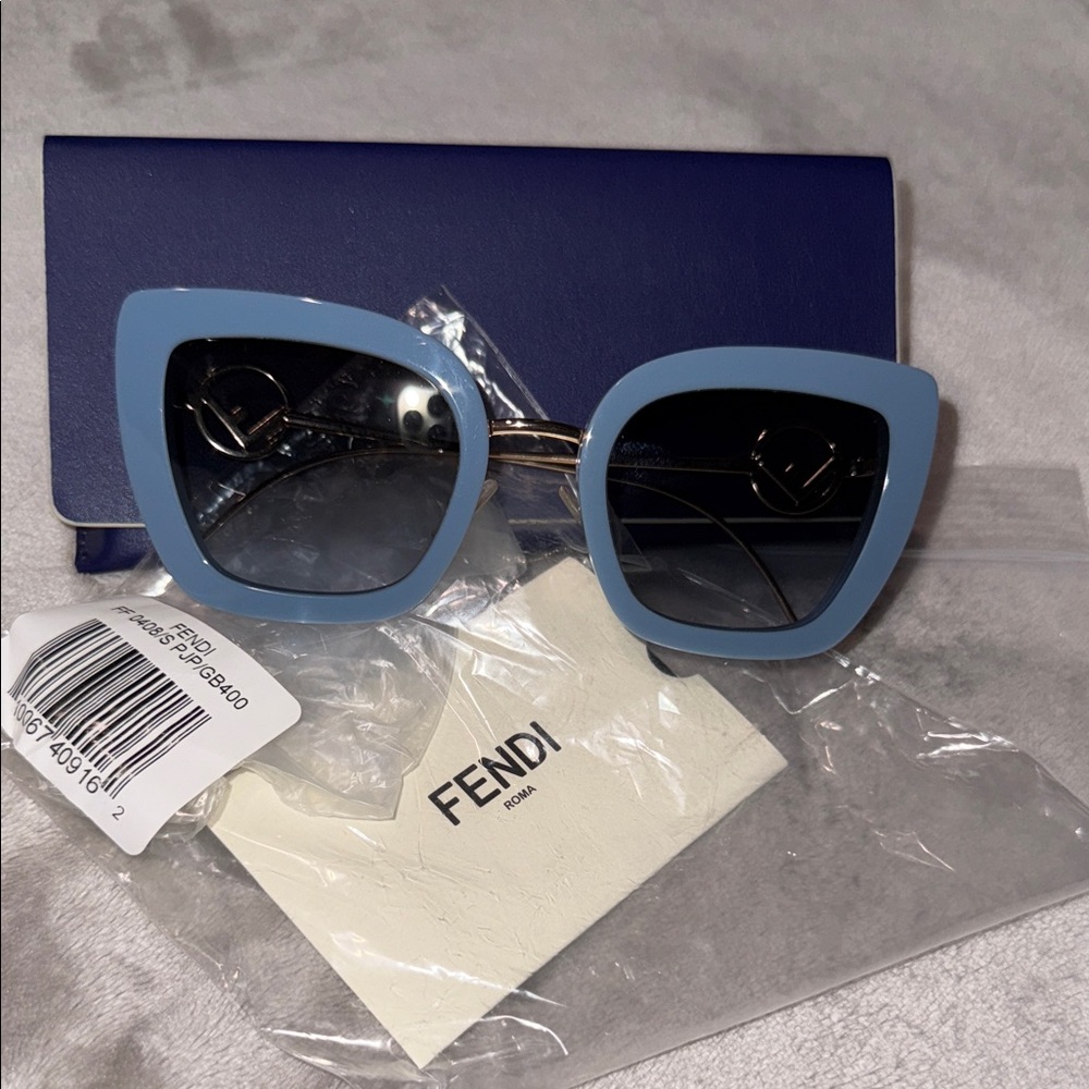NWT Fendi Light Blue Cat-Eye Sunglasses